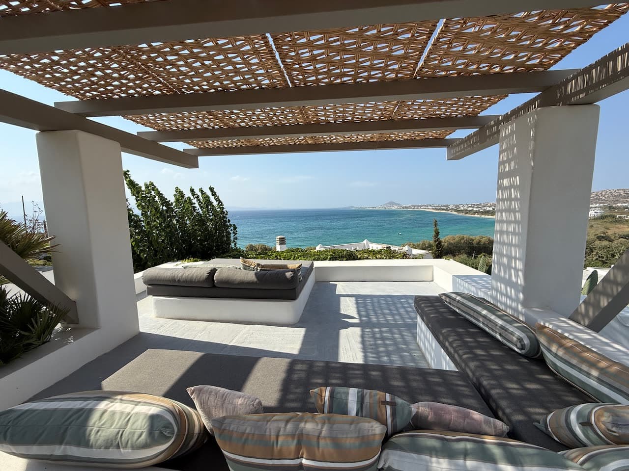 Rooftop terrace sea view at Southbeach Naxos